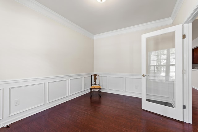 1320 Cozy Oak Ave, Cary, NC 27519 - unfurnished room with ornamental molding, wood finished floors, and wainscoting