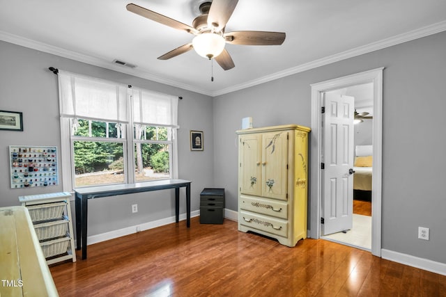 9009 Hometown Dr, Raleigh, NC 27615 - bedroom featuring light wood-style flooring, crown molding, and ceiling fan