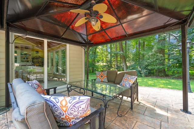 9009 Hometown Dr, Raleigh, NC 27615 - view of patio featuring outdoor lounge area and ceiling fan