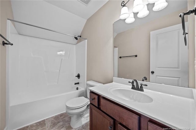 34 Westchester Ln, Angier, NC 27501 - full bath with vanity, bathtub / shower combination, stone finish floors, and lofted ceiling