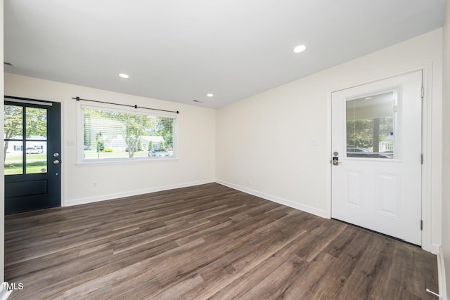 313 13th St, Butner, NC 27509 - entrance foyer featuring dark wood-style flooring and recessed lighting