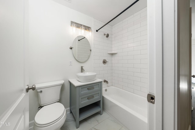313 13th St, Butner, NC 27509 - bathroom with vanity, marble look tile flooring, and bathing tub / shower combination