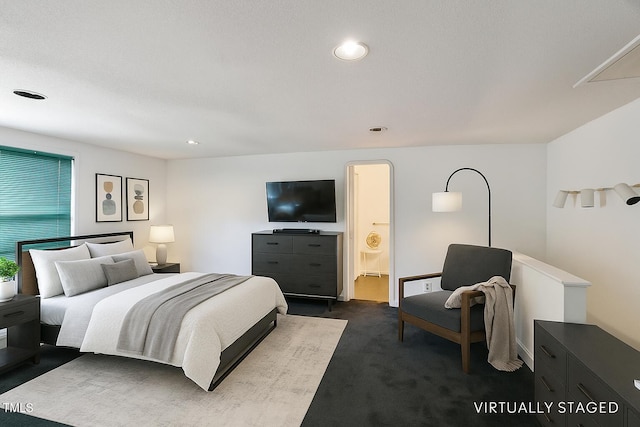 3610 Long Ridge Rd, Durham, NC 27703 - bedroom featuring dark carpet, recessed lighting, and ensuite bathroom