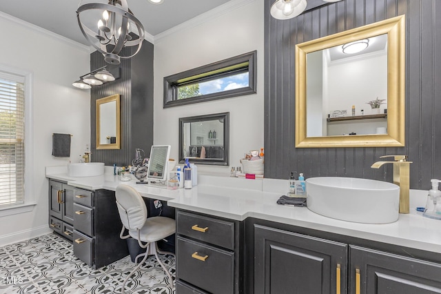 305 Maddux Dr, Pikeville, NC 27863 - bathroom featuring ornamental molding and vanity