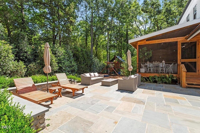 1054 Canterbury Ln, Chapel Hill, NC 27517 - view of patio / terrace featuring an outdoor living space and a playground