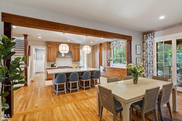 1054 Canterbury Ln, Chapel Hill, NC 27517 - dining space with light wood-style flooring and recessed lighting