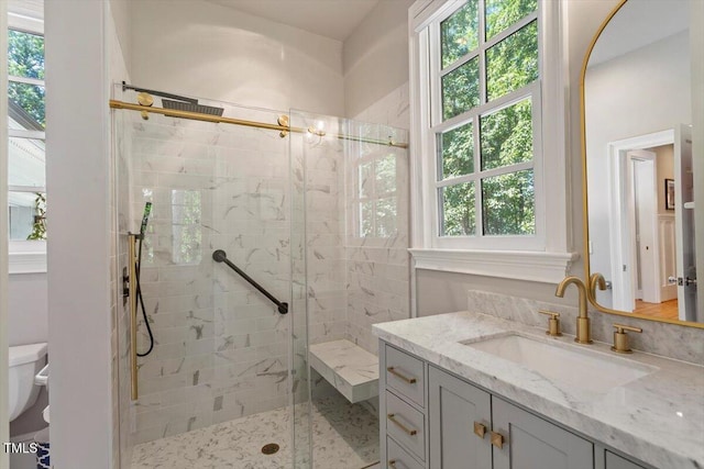1054 Canterbury Ln, Chapel Hill, NC 27517 - full bath featuring vanity, plenty of natural light, and a stall shower