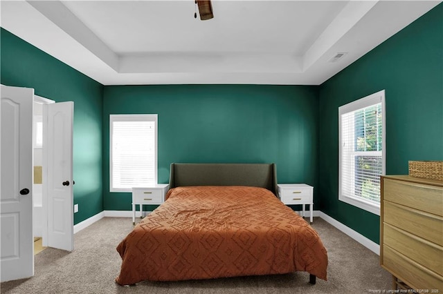 116 School Side Dr, Spring Lake, NC 28390 - bedroom with a raised ceiling, carpet, and ceiling fan
