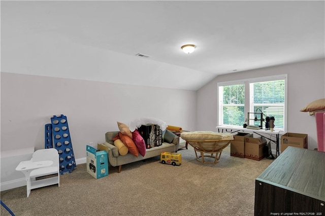 116 School Side Dr, Spring Lake, NC 28390 - carpeted living area featuring lofted ceiling