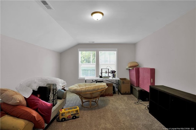 116 School Side Dr, Spring Lake, NC 28390 - living area with carpet flooring and vaulted ceiling