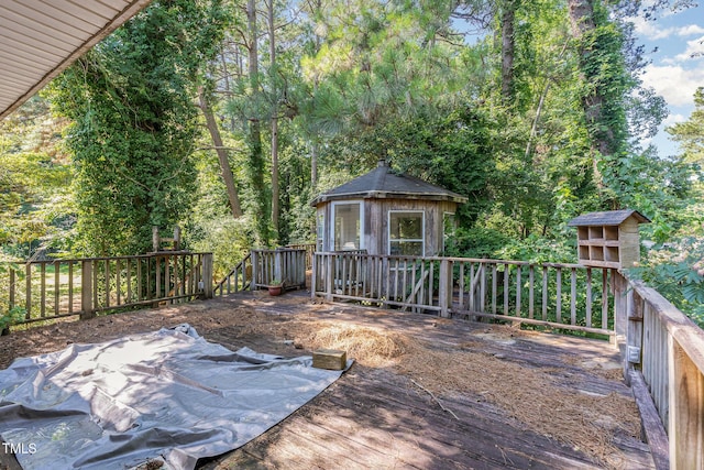 612 Locust Ln, Raleigh, NC 27603 - deck featuring an outbuilding