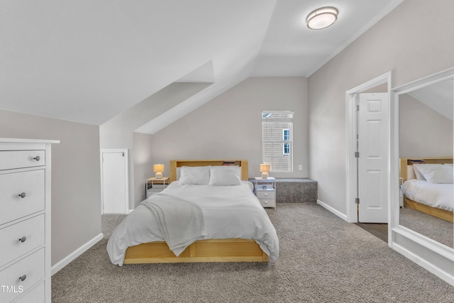 3119 Guiding Light Rd, Raleigh, NC 27610 - carpeted bedroom with lofted ceiling and baseboards