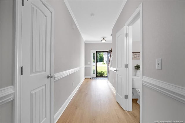 786 Century Dr, Cameron, NC 28326 - corridor featuring light wood-style floors and ornamental molding