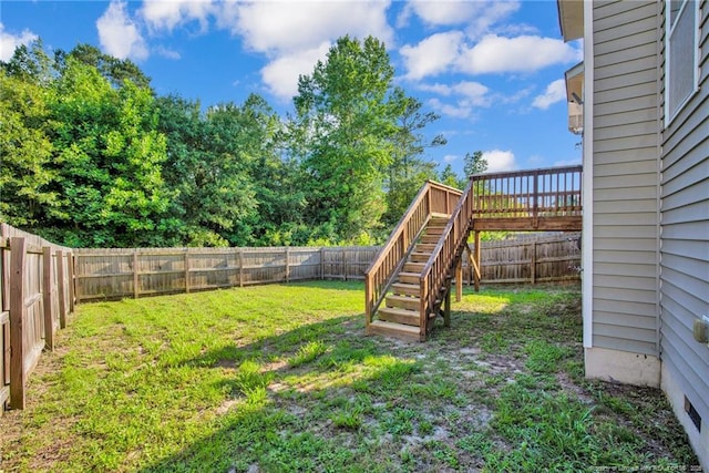 786 Century Dr, Cameron, NC 28326 - fenced backyard with stairway and a wooden deck