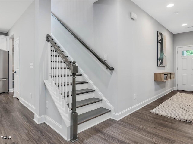 128 Chapel Run Way, Chapel Hill, NC 27517 - entryway with wood finished floors, recessed lighting, and stairs