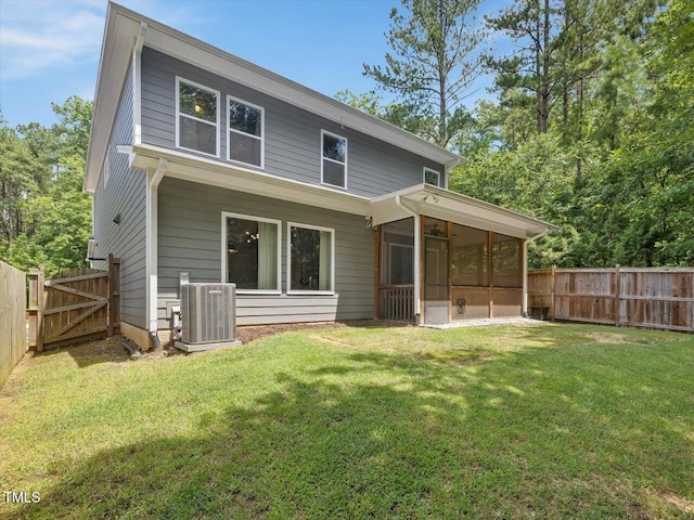 128 Chapel Run Way, Chapel Hill, NC 27517 - rear view of property with a sunroom and a fenced backyard