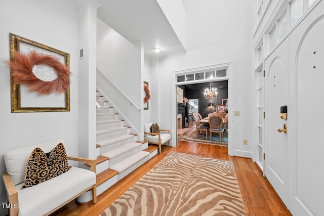2602 Vintage Hill Ct, Durham, NC 27712 - foyer featuring wood finished floors and stairway