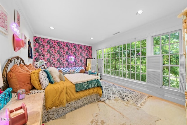 2602 Vintage Hill Ct, Durham, NC 27712 - bedroom featuring ornamental molding and recessed lighting