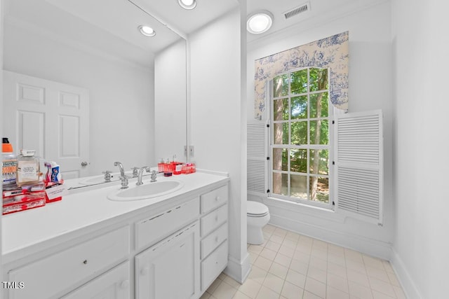 2602 Vintage Hill Ct, Durham, NC 27712 - bathroom featuring vanity, tile patterned flooring, and recessed lighting