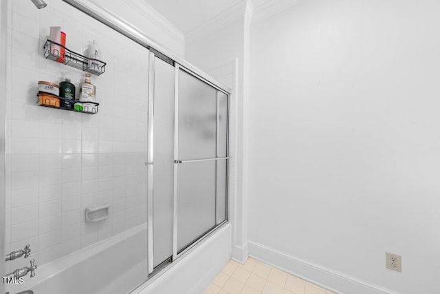 2602 Vintage Hill Ct, Durham, NC 27712 - full bath featuring crown molding, enclosed tub / shower combo, and tile patterned floors