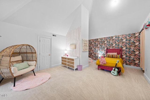 2602 Vintage Hill Ct, Durham, NC 27712 - sitting room with high vaulted ceiling and carpet