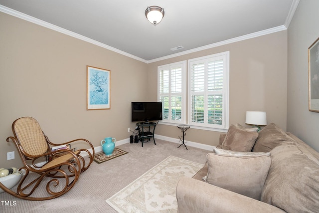 1409 Pulitzer Ln, Durham, NC 27703 - living area featuring crown molding and carpet flooring