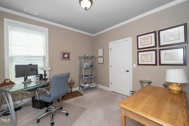 1409 Pulitzer Ln, Durham, NC 27703 - home office with crown molding and light colored carpet