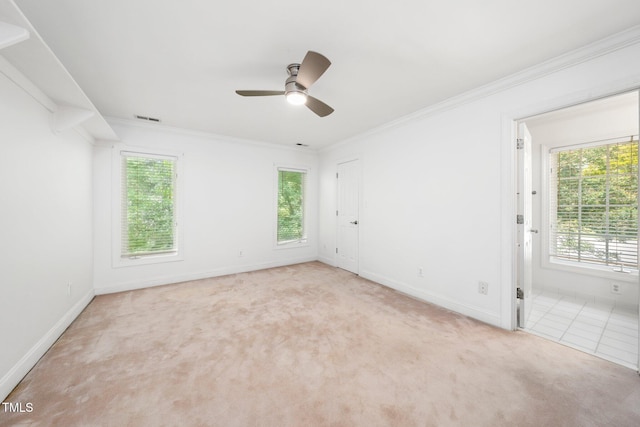115 Loch Vale Ln, Cary, NC 27518 - carpeted empty room featuring ceiling fan and ornamental molding