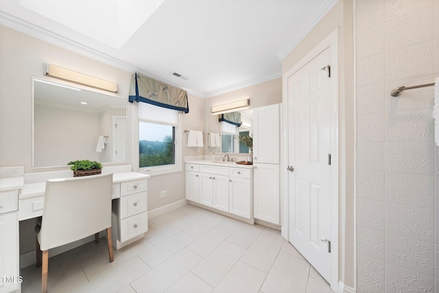 115 Loch Vale Ln, Cary, NC 27518 - full bathroom featuring vanity, ornamental molding, and tile patterned floors