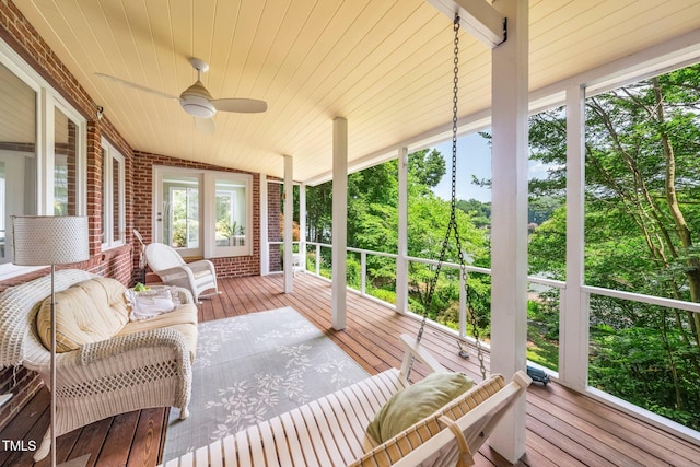 115 Loch Vale Ln, Cary, NC 27518 - sunroom featuring a ceiling fan