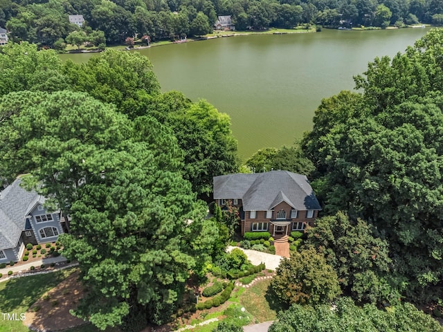 115 Loch Vale Ln, Cary, NC 27518 - aerial view of property and surrounding area with a large body of water