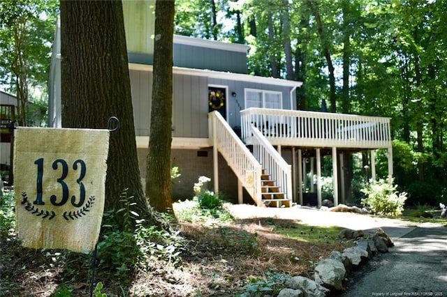 133 Bonnell Ct, Cary, NC 27511 - view of front of house featuring stairs and a wooden deck