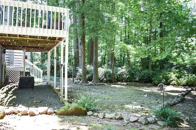 133 Bonnell Ct, Cary, NC 27511 - view of yard with stairs and a deck