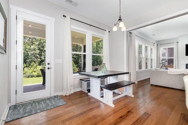 1502 Spring Overlook Ln, Hillsborough, NC 27278 - dining area with hardwood / wood-style floors and baseboards