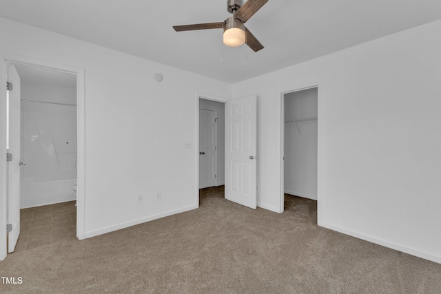 11309 Shadow Elms Ln, Raleigh, NC 27614 - unfurnished bedroom featuring carpet floors, a spacious closet, a closet, and ceiling fan