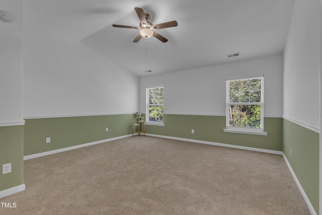 11309 Shadow Elms Ln, Raleigh, NC 27614 - unfurnished room featuring a ceiling fan, carpet flooring, and lofted ceiling