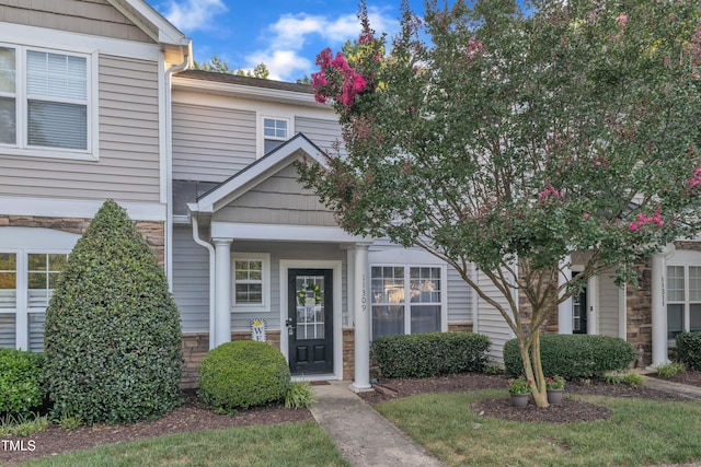 11309 Shadow Elms Ln, Raleigh, NC 27614 - view of front of home with stone siding