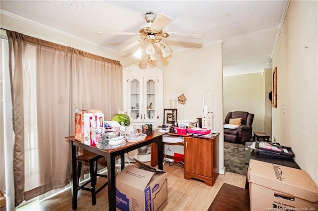 11821 N NC Highway 41, Lumberton, NC 28358 - office space with wood finished floors, a textured ceiling, crown molding, and a ceiling fan