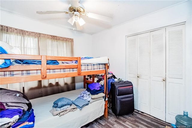 11821 N NC Highway 41, Lumberton, NC 28358 - bedroom featuring wood finished floors, a closet, and a ceiling fan