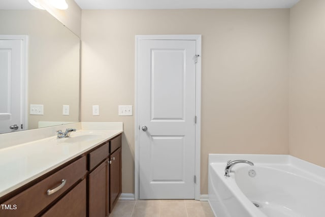 3417 Cardinal Lake Dr, Durham, NC 27704 - full bathroom with vanity, tile patterned flooring, and a garden tub