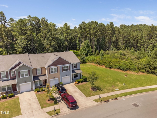 3417 Cardinal Lake Dr, Durham, NC 27704 - view from above of property featuring a heavily wooded area