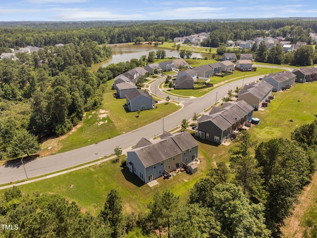 3417 Cardinal Lake Dr, Durham, NC 27704 - aerial view of residential area with a large body of water and a forest