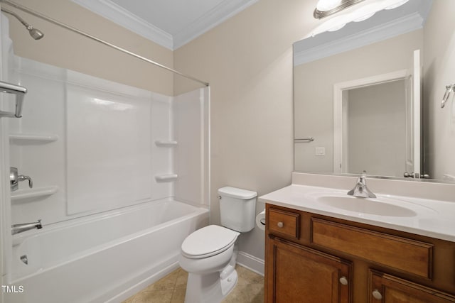 2022 Chandler Village Dr, Graham, NC 27253 - bathroom with vanity, shower / tub combination, crown molding, and tile patterned floors