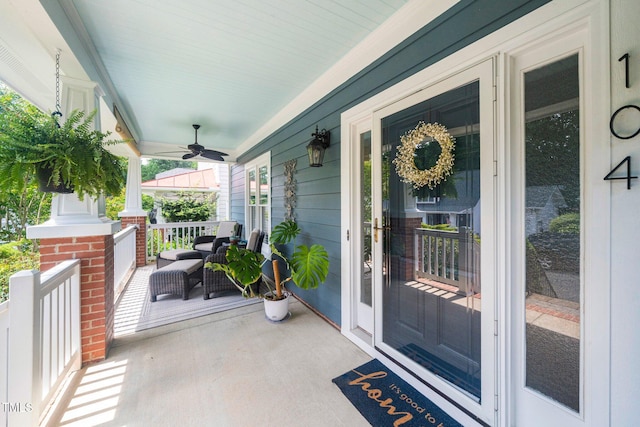 104 Homegate Cir, Apex, NC 27502 - view of exterior entry with covered porch and ceiling fan