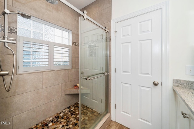 104 Homegate Cir, Apex, NC 27502 - bathroom featuring a stall shower and vanity