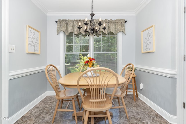 165 Baron Cir, Youngsville, NC 27596 - dining area featuring crown molding and a chandelier