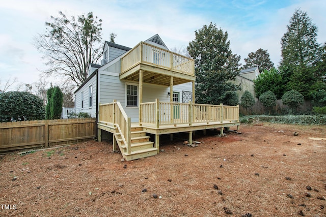 625 New Rd, Raleigh, NC 27608 - rear view of property with a balcony and a wooden deck