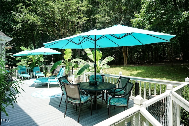 7216 Rabbit Run, Wake Forest, NC 27587 - deck featuring outdoor dining area and a yard
