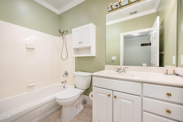 3701 Baron Cooper Pass Unit 303, Raleigh, NC 27612 - full bath with vanity, ornamental molding, shower / bathtub combination, and tile patterned flooring