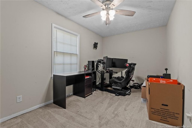 3649 Marcliff Rd, Hope Mills, NC 28348 - office space with carpet floors, a textured ceiling, and a ceiling fan